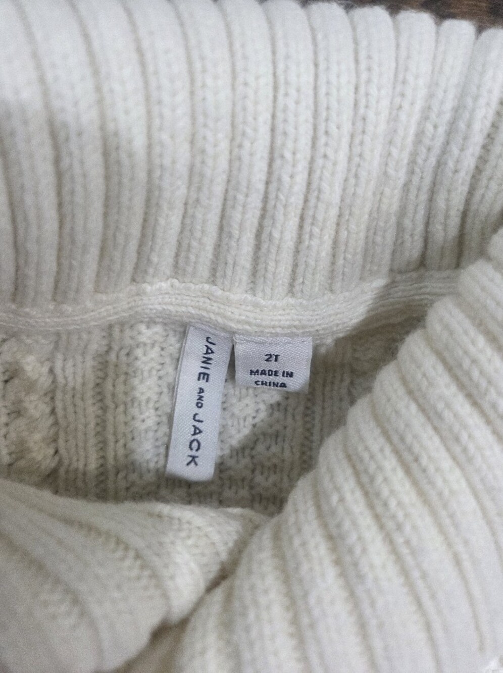 Janie and Jack Ivory Cable-Knit Shawl Collar Sweater Sz.2T(w5) - Picture 4 of 8